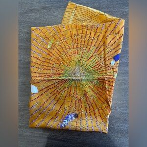 100% Silk Cathaya Scarf Copper Color Spode Web Design with Feathers